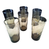 6 Verres couleur fumée Effet torse  Années 70