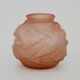 Art deco ball vase in pink glass paste with bird decoration