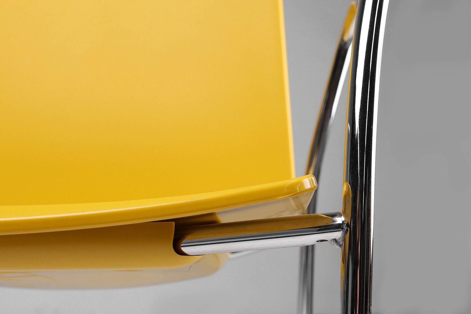 Mid-Century Yellow Chair with Metal Frame and Plastic Seat, Belgium