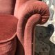 Vintage pink velvet armchair with fringes