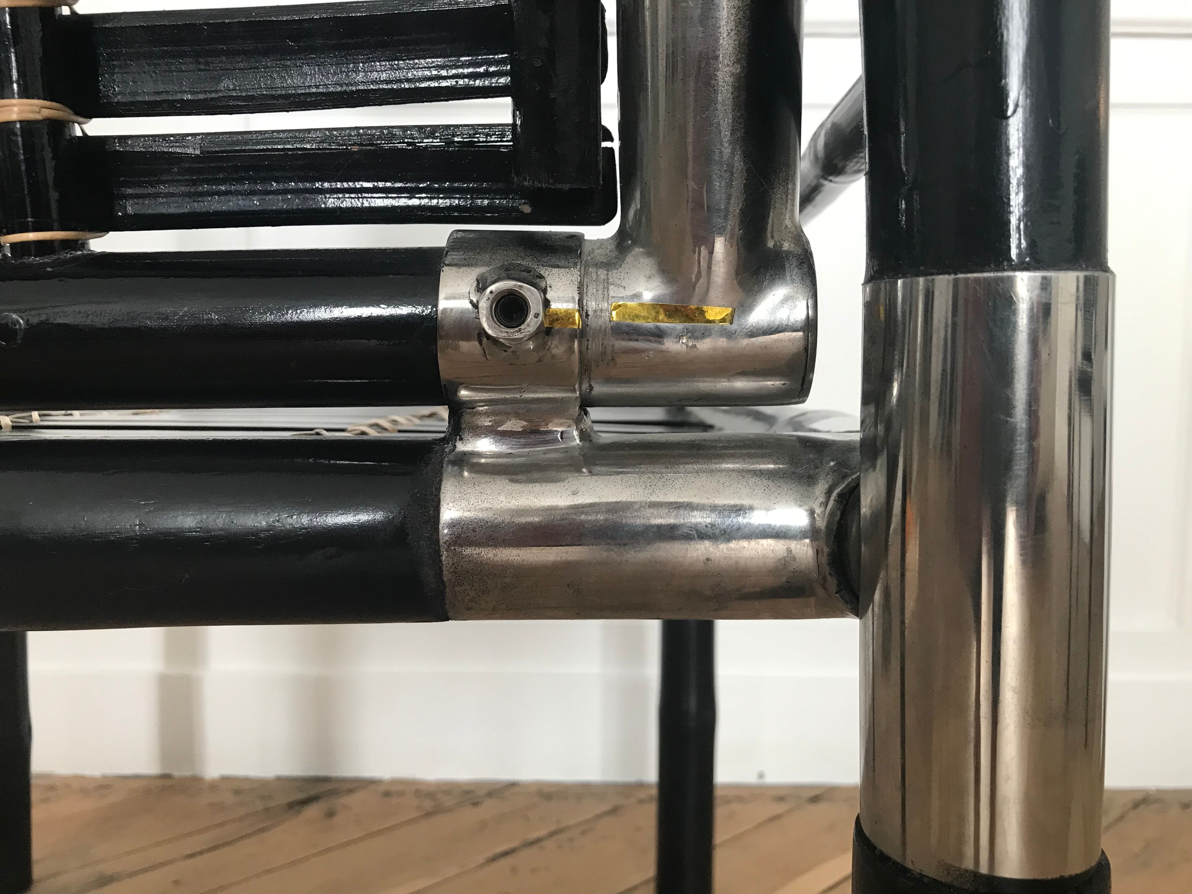 PAIR OF BAMBOO AND CHROME ARMCHAIRS, 1970's