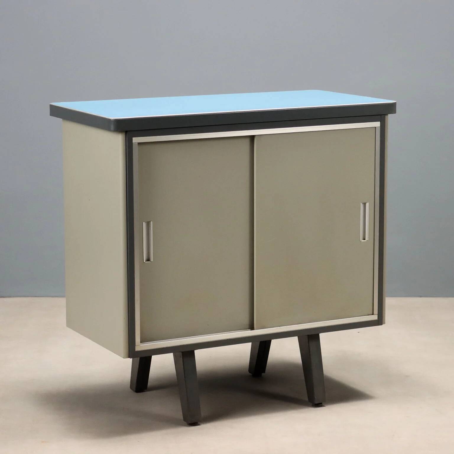 Vintage lacquered metal storage furniture, design, Italy, 1960s
