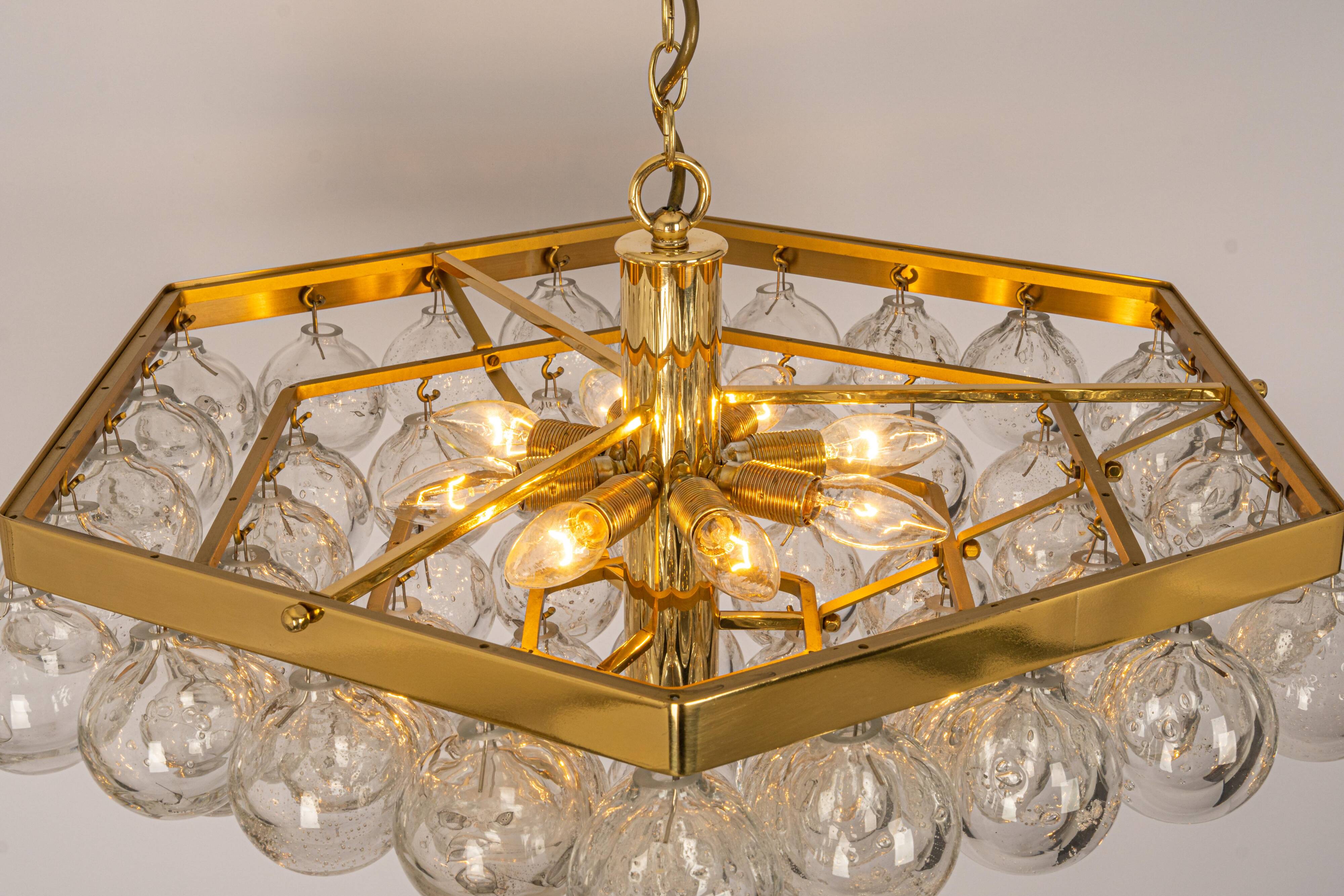 Extra-large glass Tulip chandelier by Kaiser, Germany, 1960s.