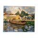 Old painting, barge at the dock, signed Maurice Pannetier, 70s/80s