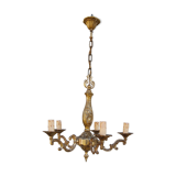 Louis XV-style chandelier in brass with 5 arms of light