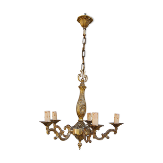 Louis XV-style chandelier in brass with 5 arms of light