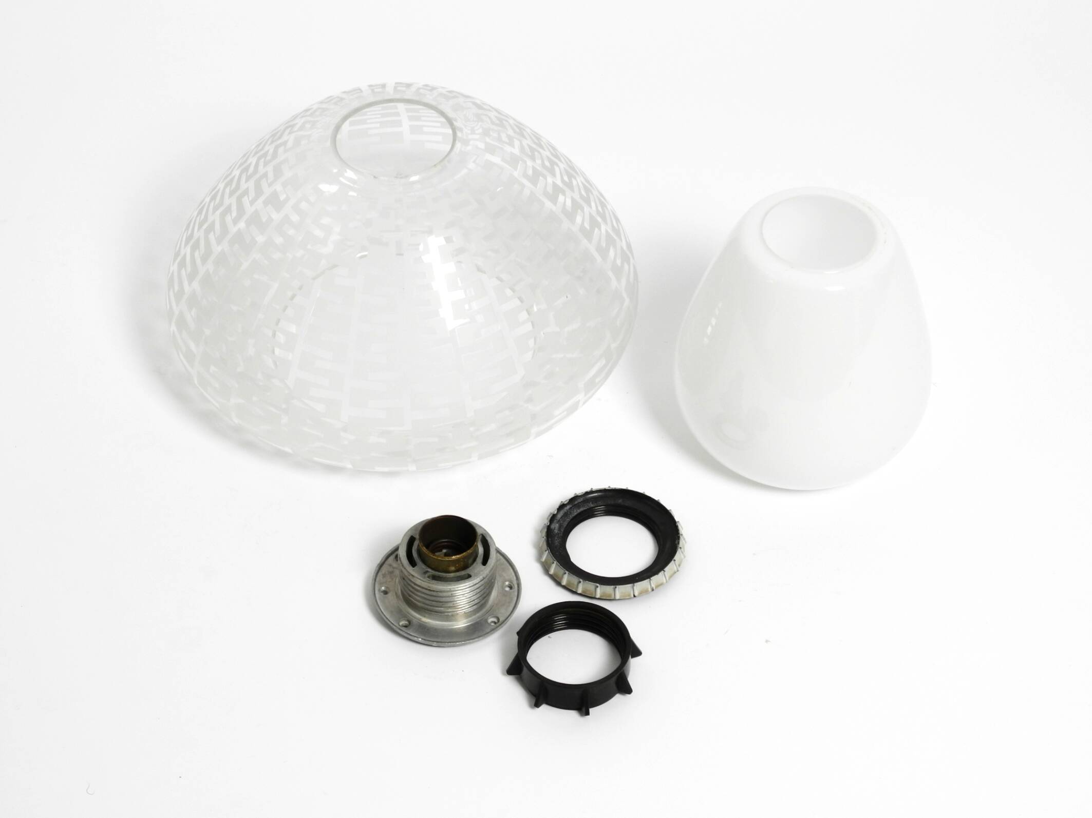 Original large Mid Century double glass ceiling lamp by Wilhelm Wagenfeld f