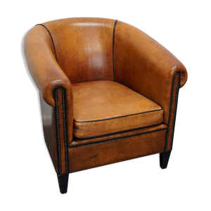fauteuil club vintage en cuir de couleur cognac Pays-Bas