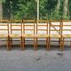 Set of 6 brutalist style chairs in solid pine and woven straw from the 1970s.