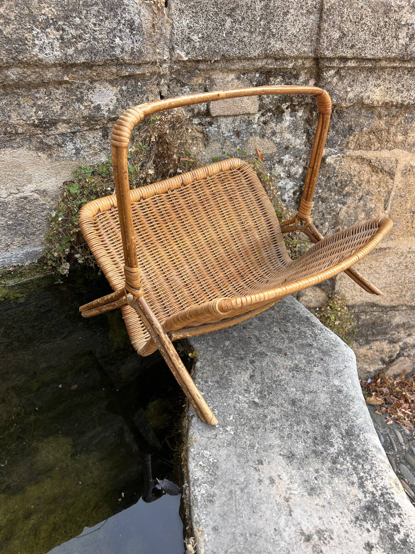 Rattan magazine rack