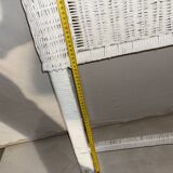 Vintage headboard in woven white rattan