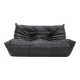 Canapé 2 places vintage Togo Ligne Roset en cuir noir par Michel Ducaroy années 1990