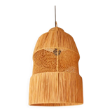 Handmade raffia pendant light - Bohemian ceiling light - Natural pendant light