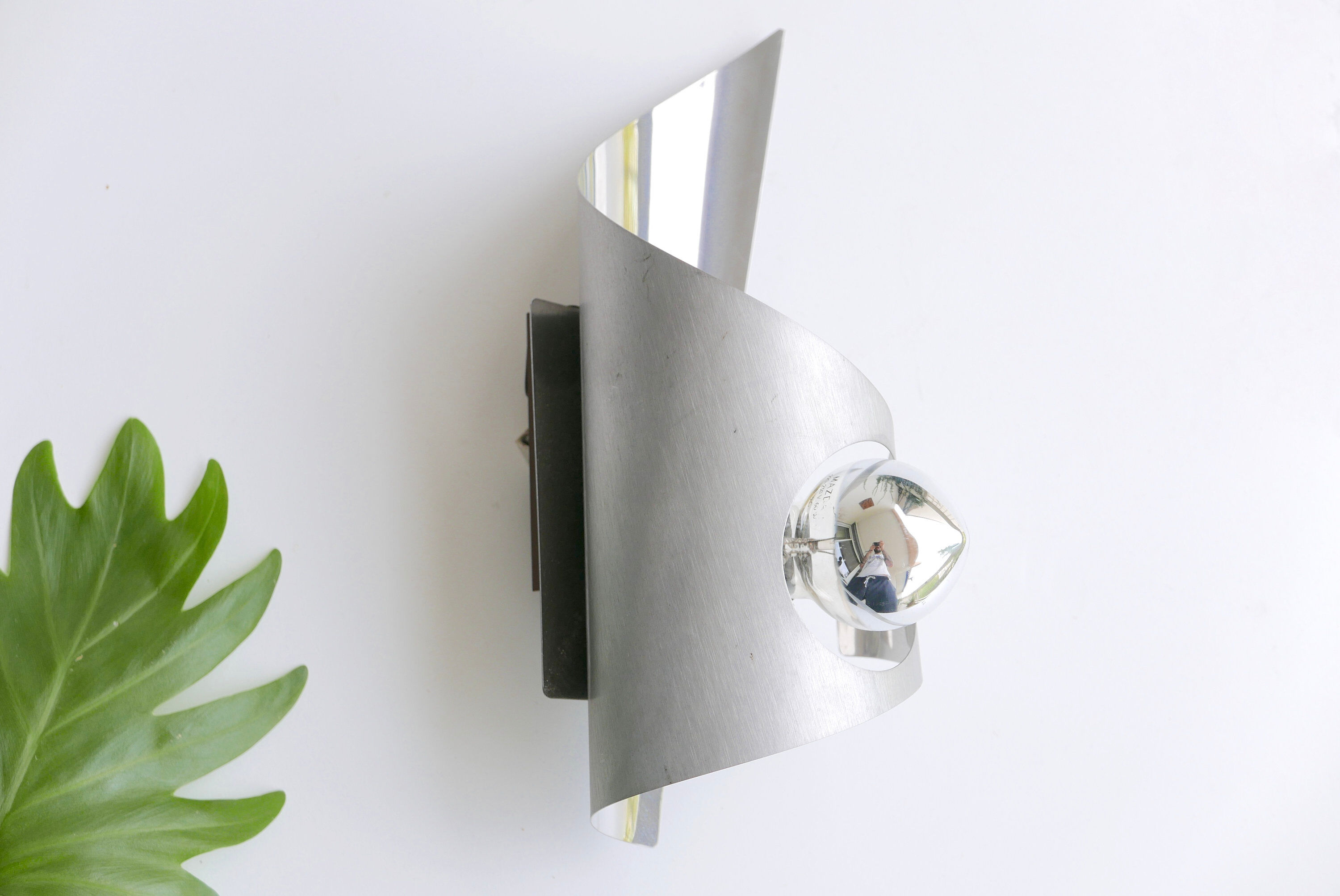 Pairs of chrome aluminum wall sconces, early 1970s