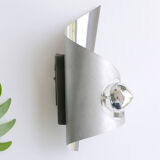 Pairs of chrome aluminum wall sconces, early 1970s