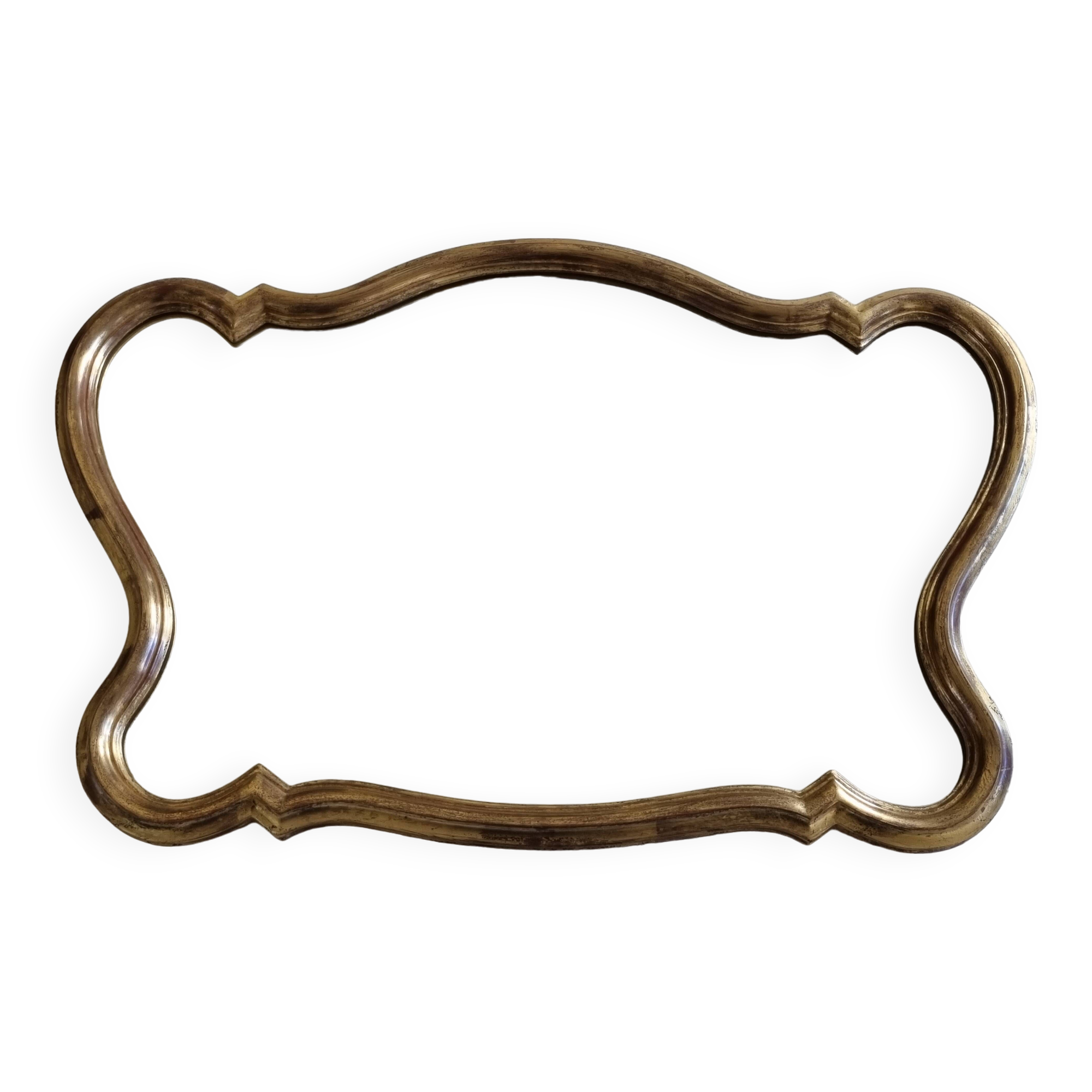 Miroir vintage en stuc et bois doré de style Louis XV, baroque, 78 cm