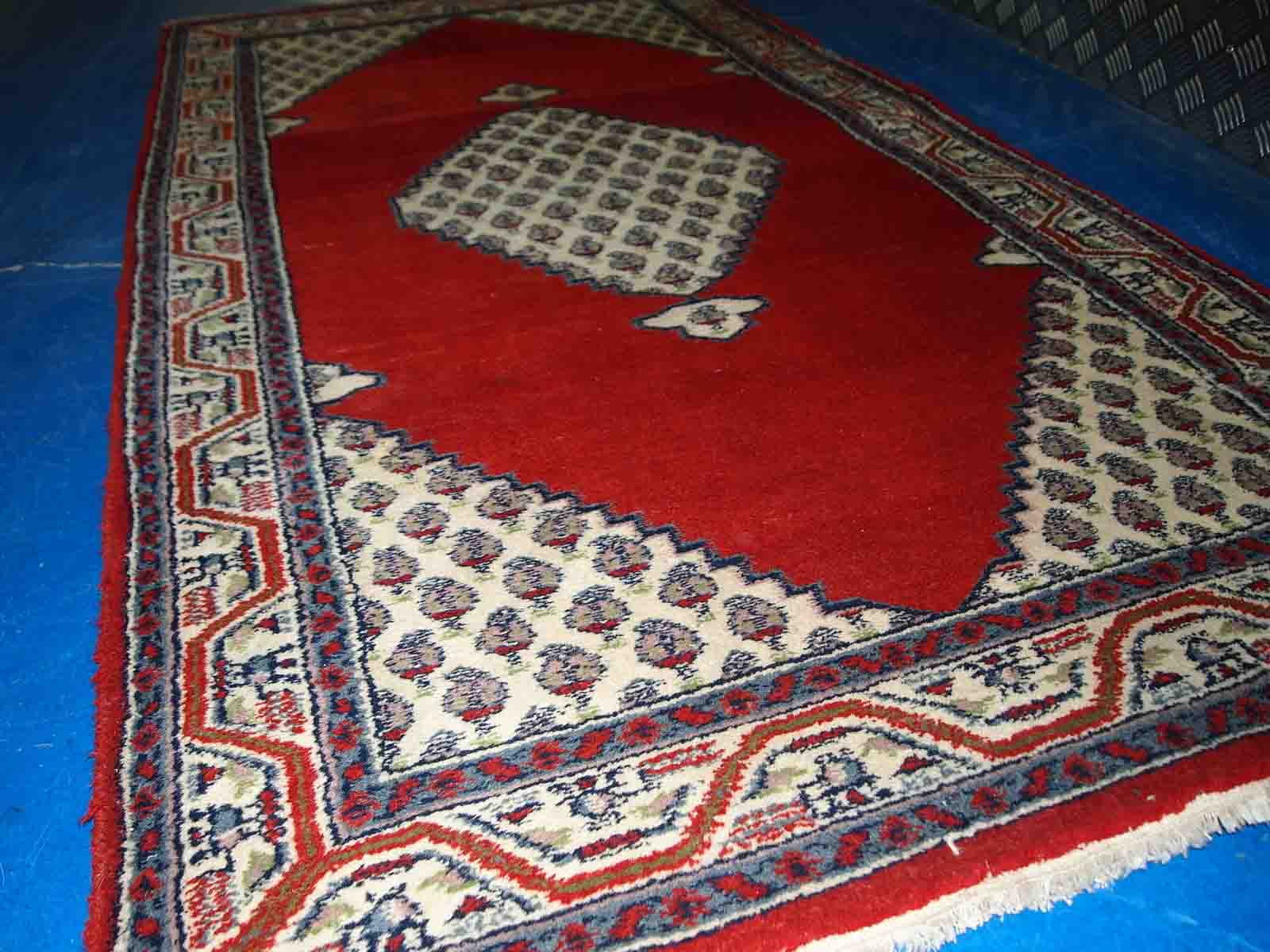 Vintage Indian Carpet Seraband handmade 91cm x 163cm 1970s, 1C757
