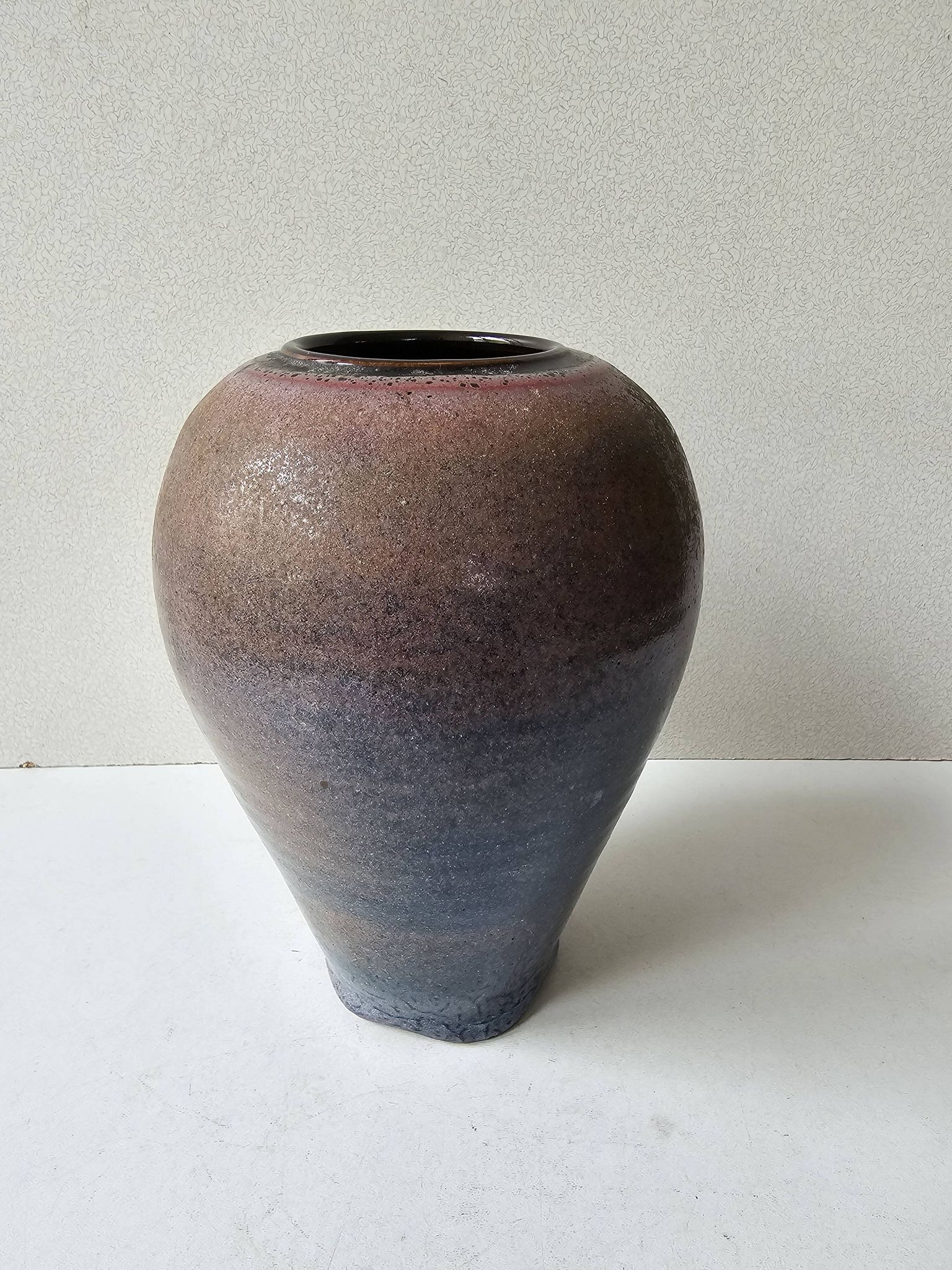 Vase en céramique à couverte Marron Bleue - 19cm