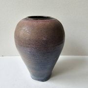 Vase en céramique à couverte Marron Bleue - 19cm