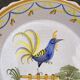 Quimper plate signed with rooster decoration in yellow enamelled ceramic old