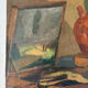 Still life, painter's table, oil on panel