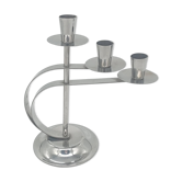 Candle holder chandelier with 3 arms, chrome steel, modernist Art Deco from the 1950s.
