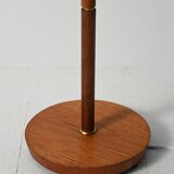 Lampadaire scandinave en chêne et laiton, années 50