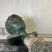 Young Boy, Plaster Bust with Green Patina, Circa 1900