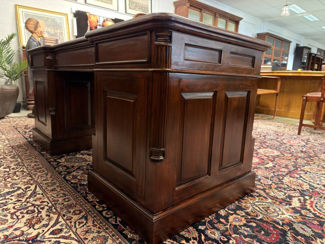 Classic English Desk with Green Inlay