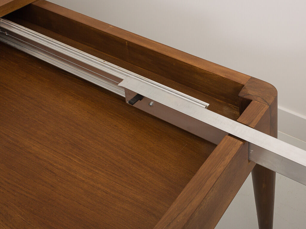 Custom-made solid walnut dining table with 4 extensions, for 6 to 16 people