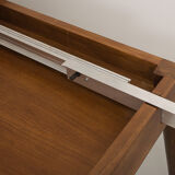 Custom-made solid walnut dining table with 4 extensions, for 6 to 16 people