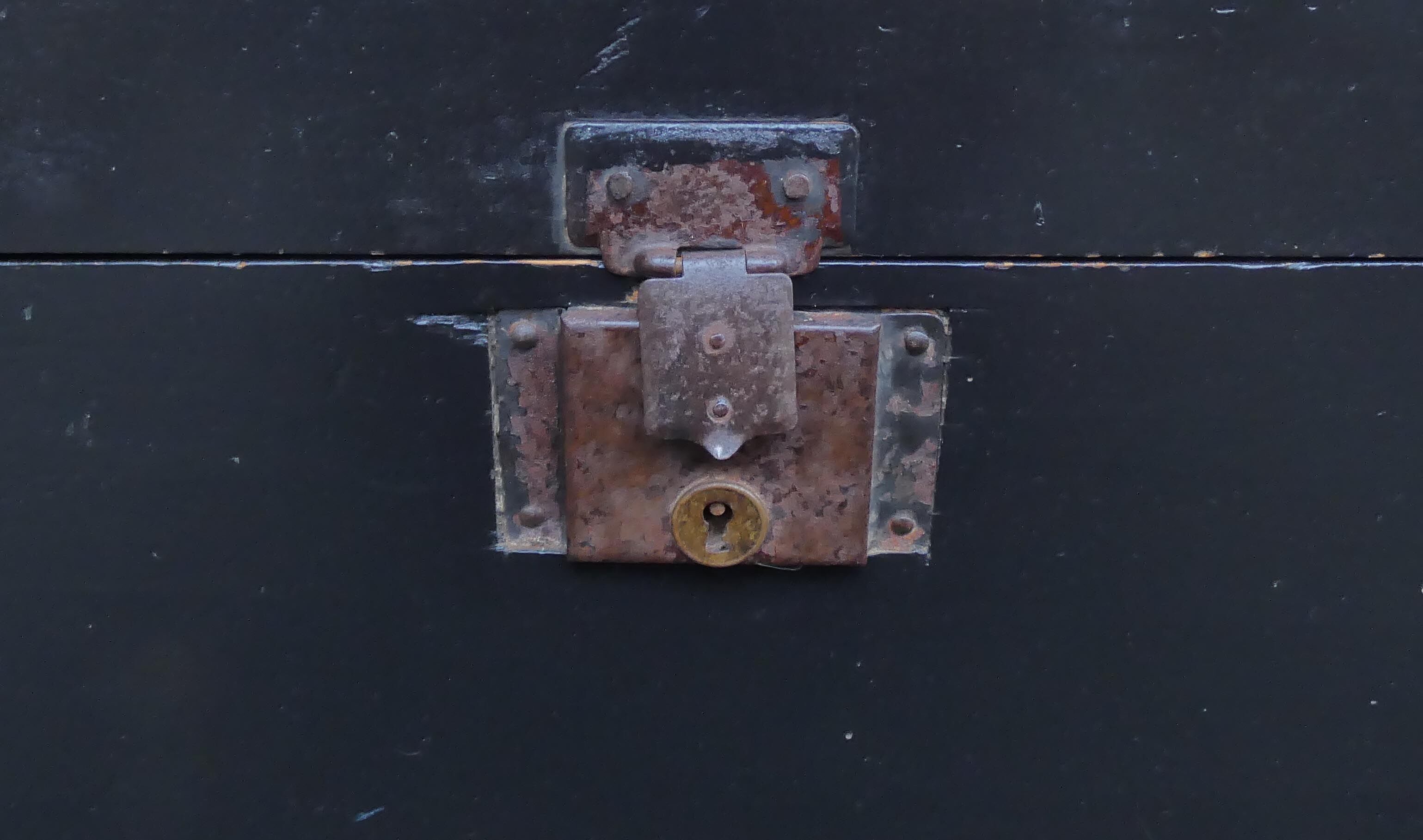Old blackened wooden chest 19th