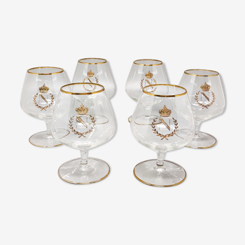 Lot de 6 verres de Napoléon en cristal des années 1960, Italie