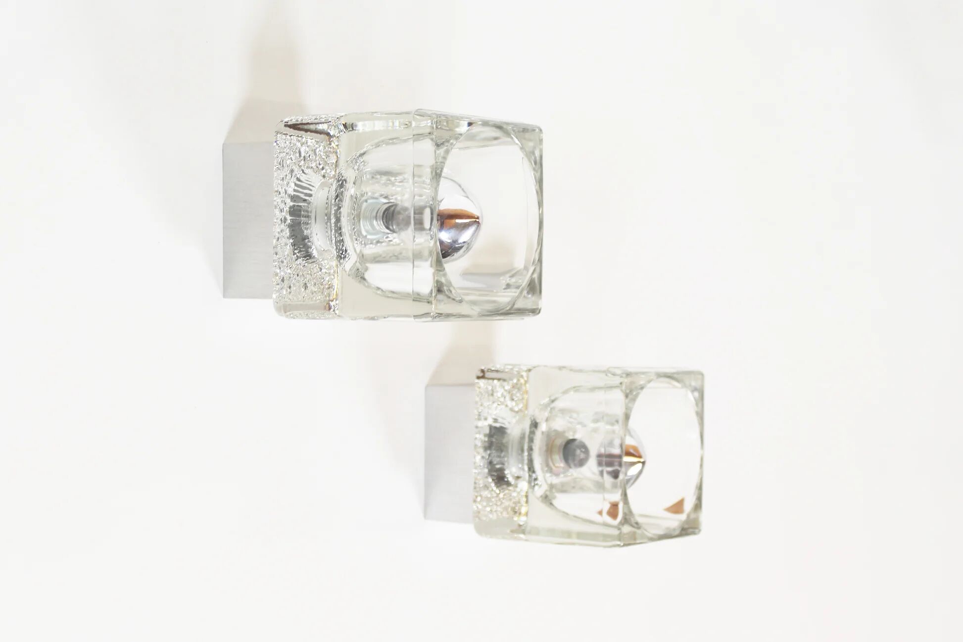 Pair of 1970s glass wall lamps by Peill & Putzler (4 pairs available)