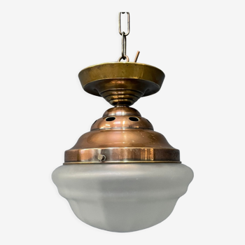 Frosted glass ceiling lamp with copper fixture