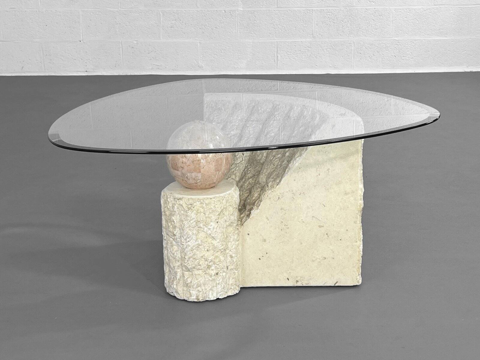 Vintage free-form stone marquetry coffee table, 1980s