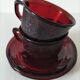 Set of cups and saucers Arcoroc Sierra ruby – 1970s