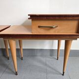 Pair of vintage 1960s asymmetrical bedside tables