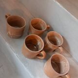 5 glazed stoneware cups