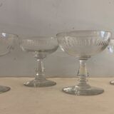 4 coupes à champagne en verre soufflé ancien, XIXème