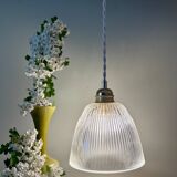 Vintage tulip pendant light in ribbed glass