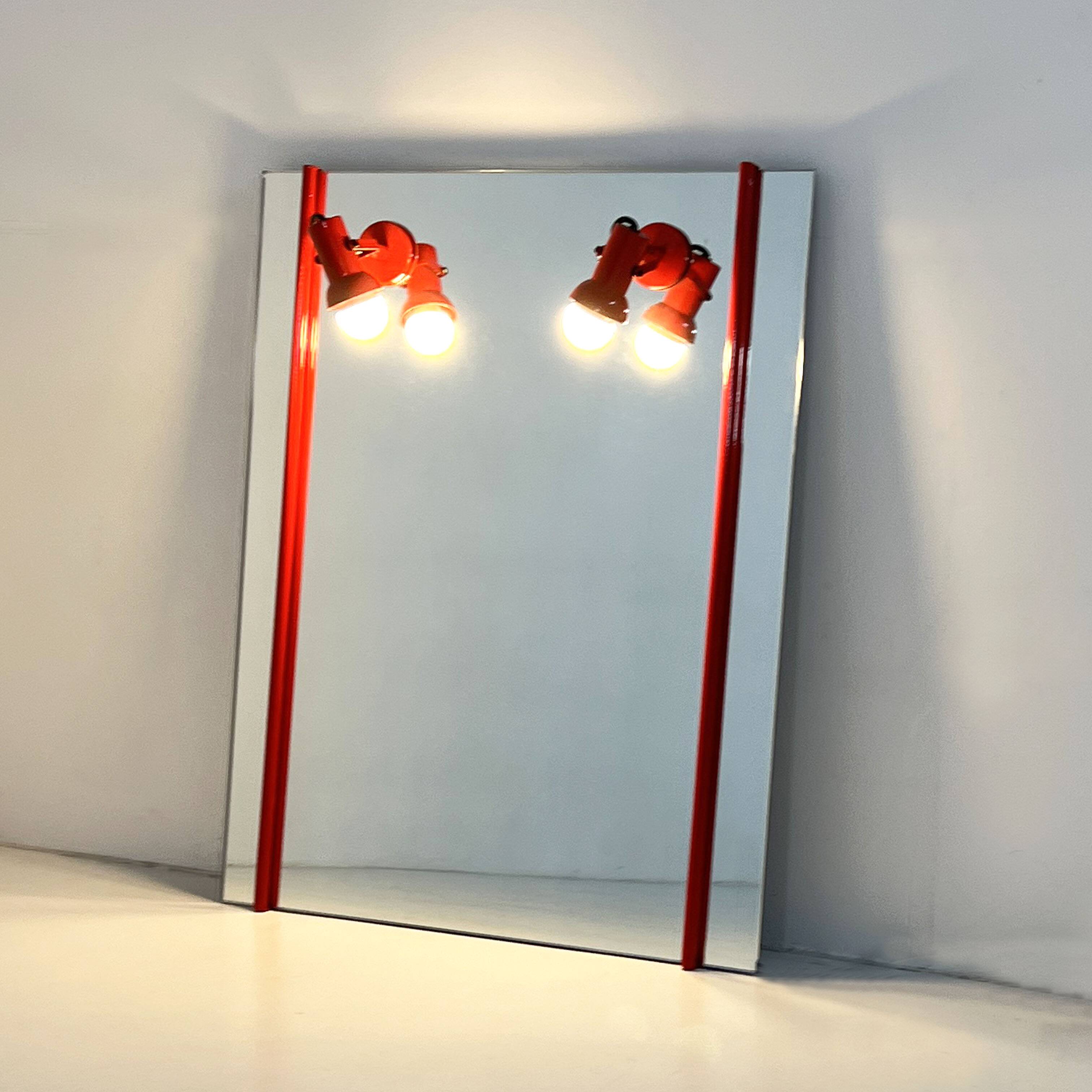 Mirror with adjustable red integrated bulbs, 1970