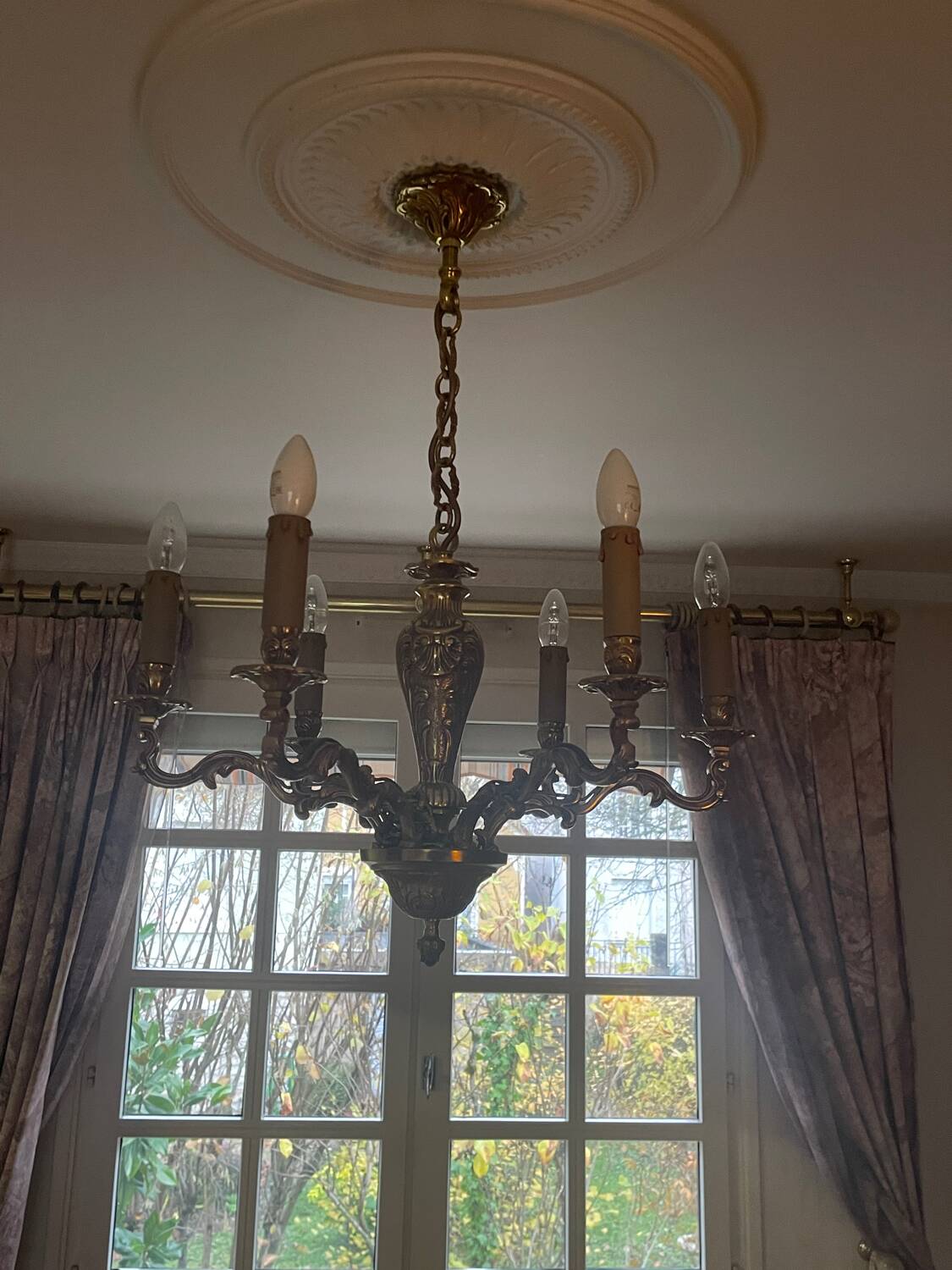 Golden bronze chandelier