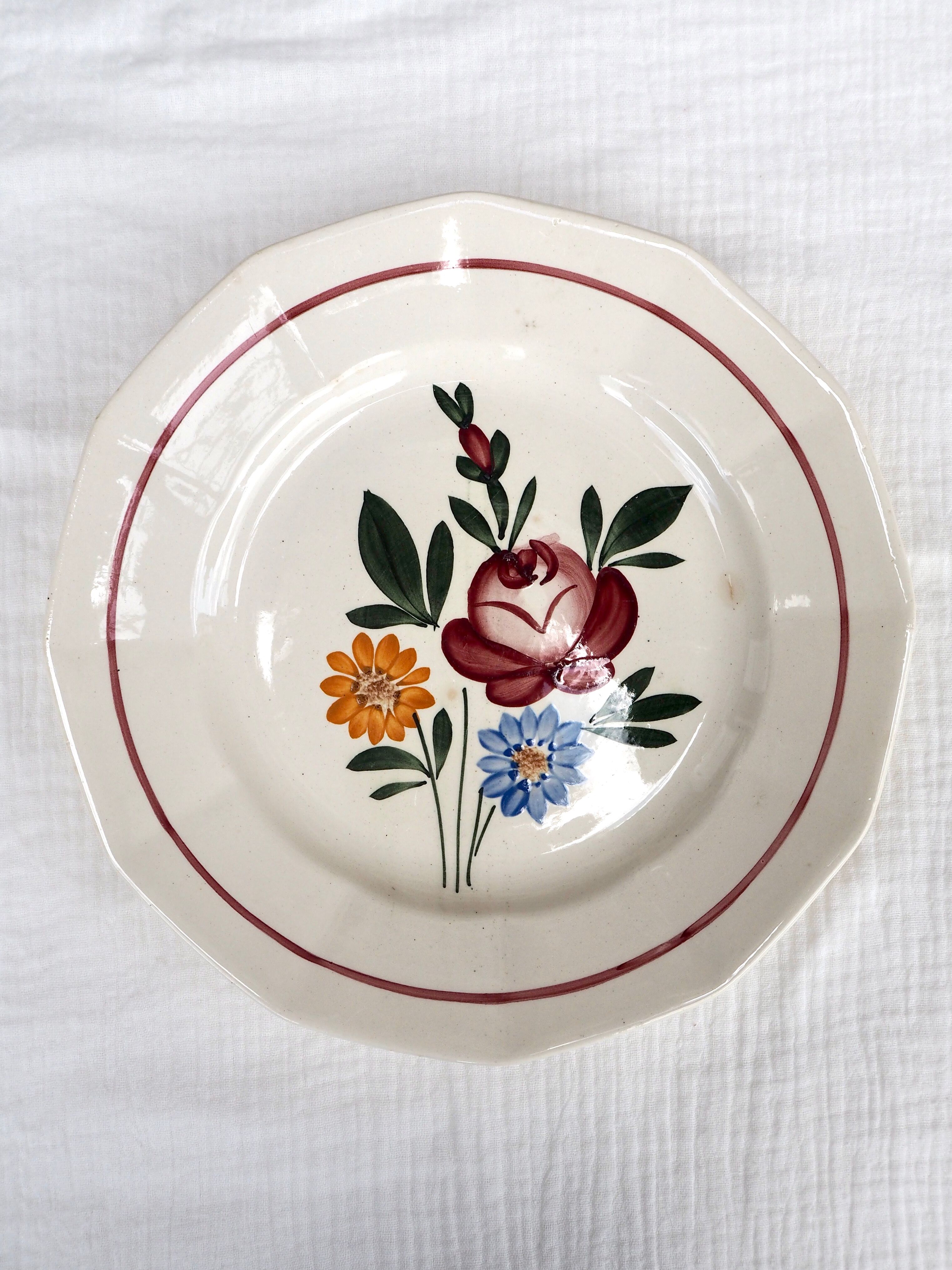 Set de 10 assiettes plates Sarreguemines, modèle Chatenois