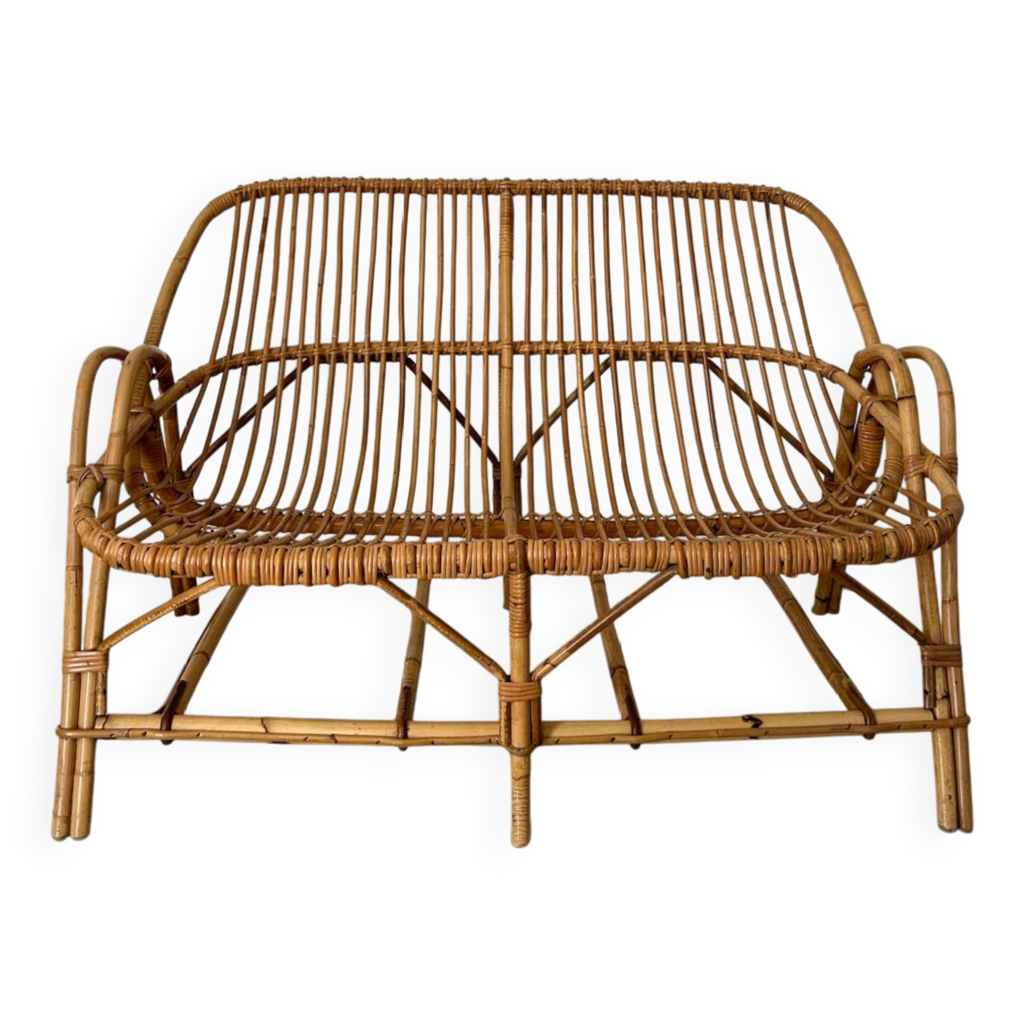 Vintage rattan bench