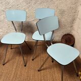 4 blue Formica chairs