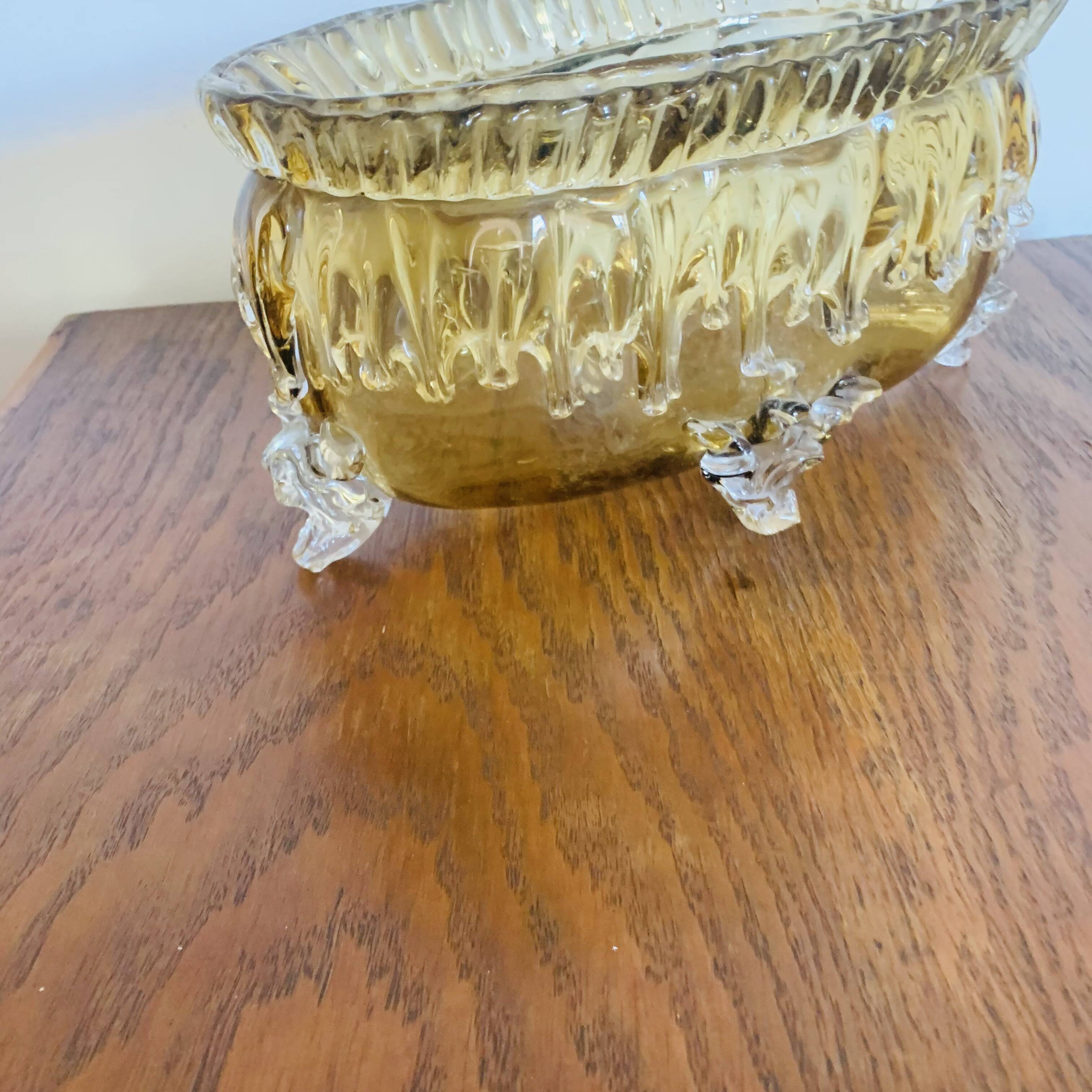 Grande coupe vintage en verre ambré
