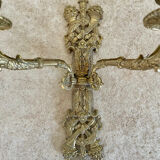 Pair of antique wall sconces in bronze - Louis XVI style / Saying