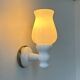 Vintage painted wood and opaline wall lamp, France, 1980