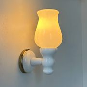 Vintage painted wood and opaline wall lamp, France, 1980